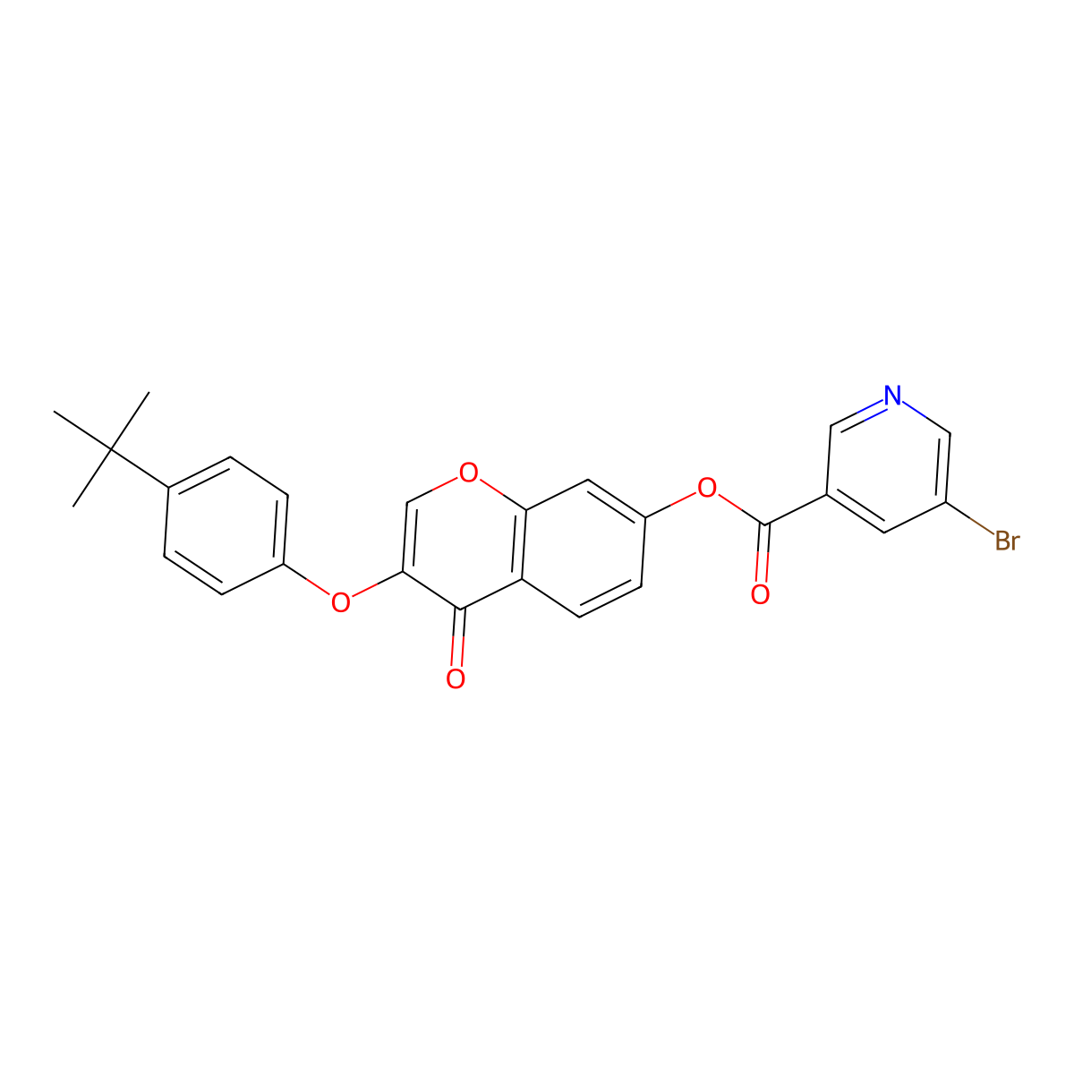 3-(4-tert-butylphenoxy)-4-oxo-4H-chromen-7-yl 5-bromonicotinate molecular structure, CAS 371141-48-9