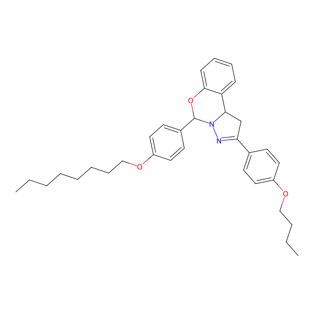 2-(4-Butoxyphenyl)-5-[4-(octyloxy)phenyl]-1,10b-dihydropyrazolo[1,5-c][1,3]benzoxazine molecular structure, CAS 371141-55-8