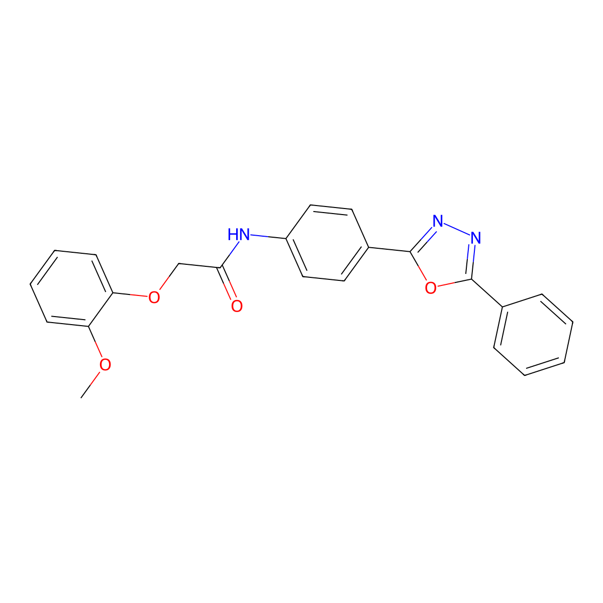 2-(2-methoxyphenoxy)-N-[4-(5-phenyl-1,3,4-oxadiazol-2-yl)phenyl]acetamide molecular structure, CAS 371141-62-7