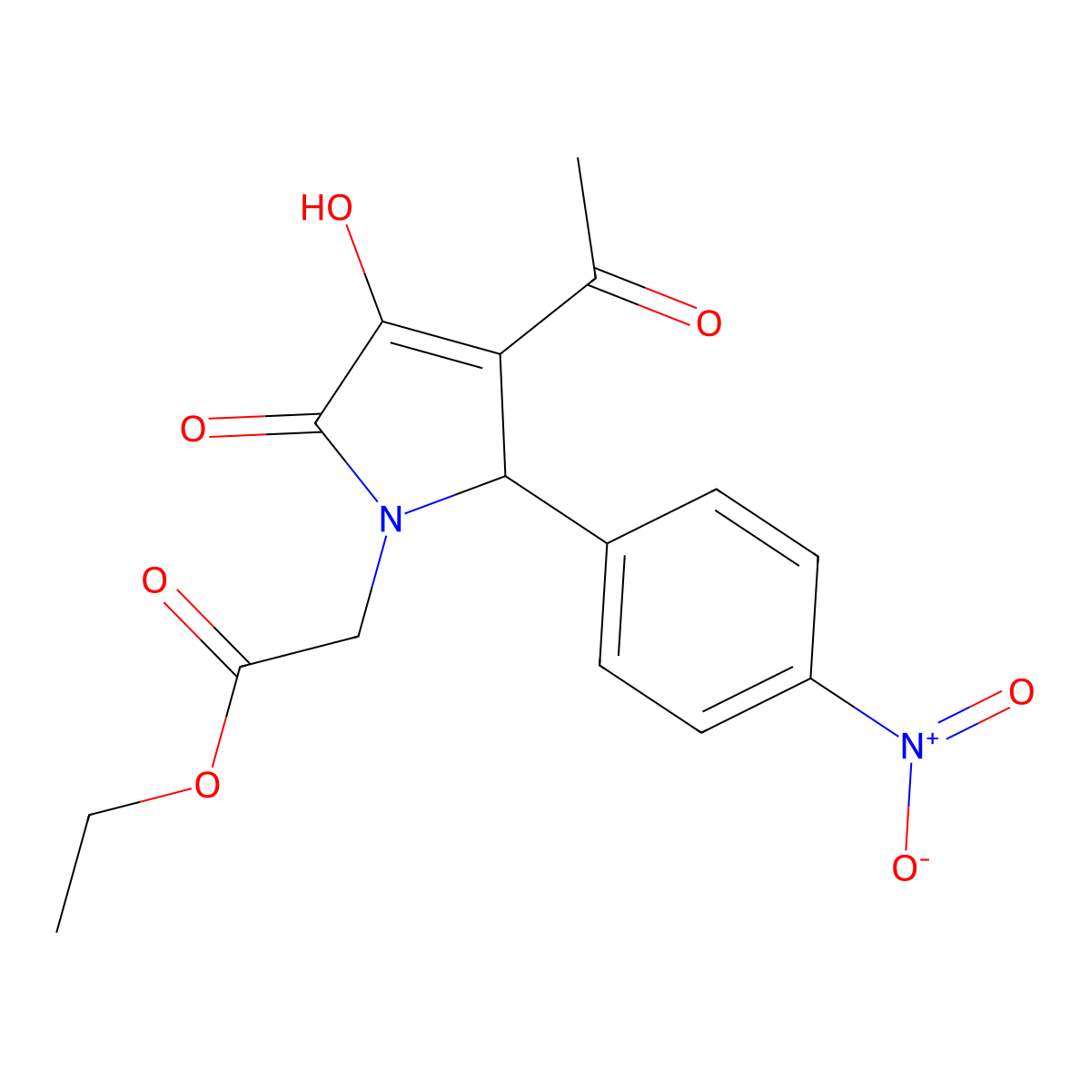 ethyl 2-[3-acetyl-4-hydroxy-2-(4-nitrophenyl)-5-oxo-2H-pyrrol-1-yl]acetate molecular structure, CAS 371142-06-2