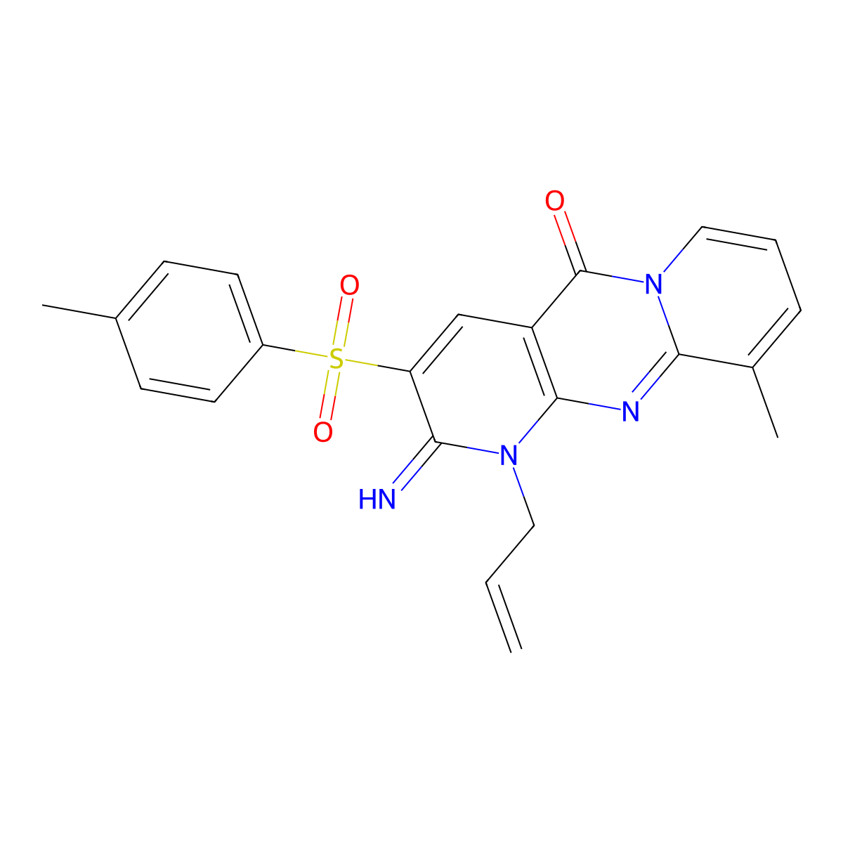 1-Allyl-2-imino-8-methyl-3-(toluene-4-sulfonyl)-1,2-dihydro-1,9,10a-triaza-anthr molecular structure, CAS 371142-23-3