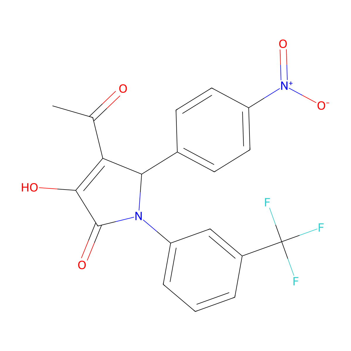 3-acetyl-4-hydroxy-2-(4-nitrophenyl)-1-[3-(trifluoromethyl)phenyl]-2H-pyrrol-5-one molecular structure, CAS 371142-52-8