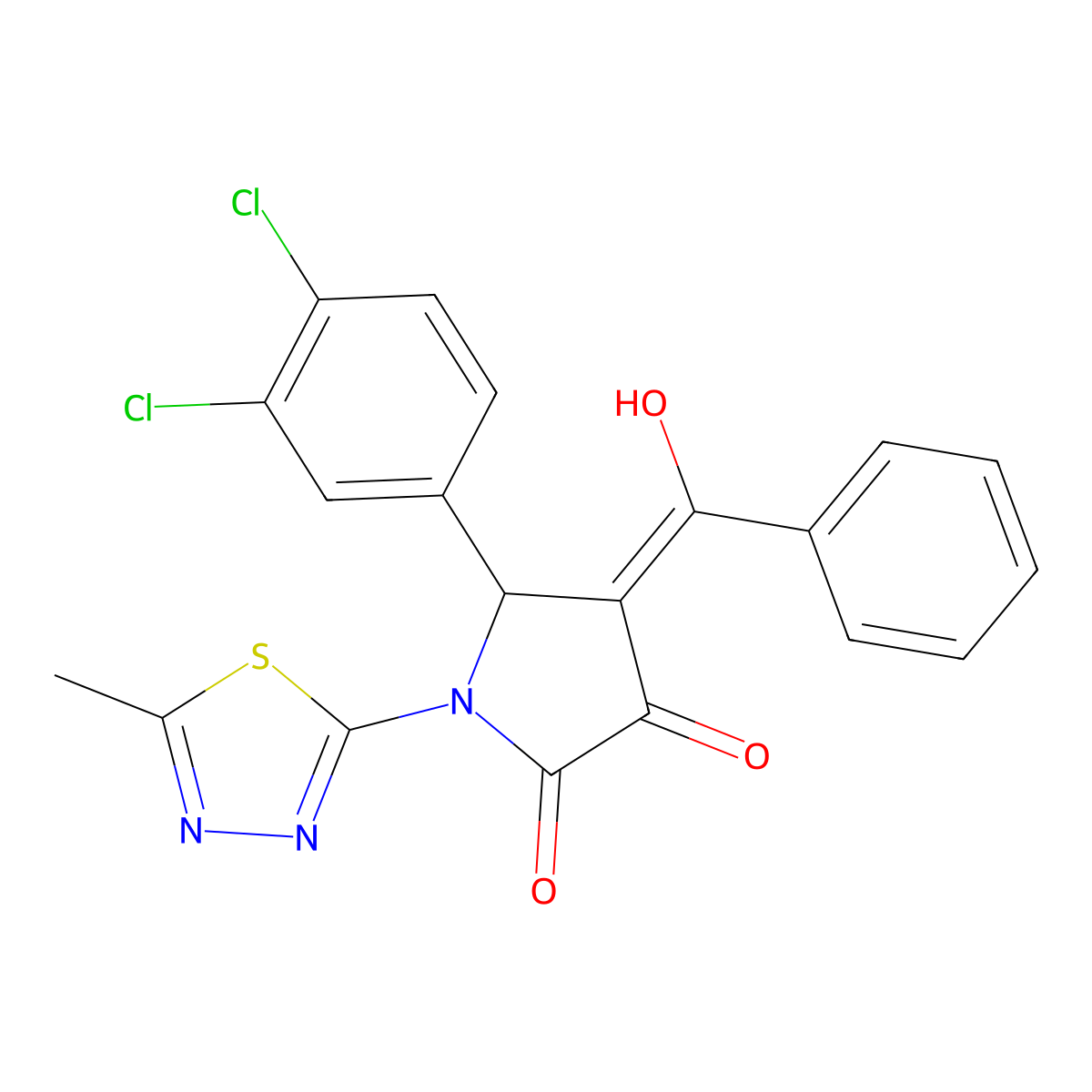 5-(3,4-Dichlorophenyl)-4-[hydroxy(phenyl)methylidene]-1-(5-methyl-1,3,4-thiadiazol-2-yl)pyrrolidine-2,3-dione molecular structure, CAS 371142-65-3