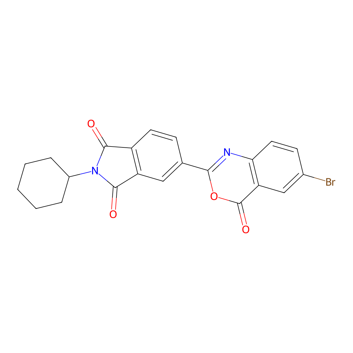 5-(6-Bromo-4-oxo-3,1-benzoxazin-2-yl)-2-cyclohexylisoindole-1,3-dione molecular structure, CAS 371142-72-2