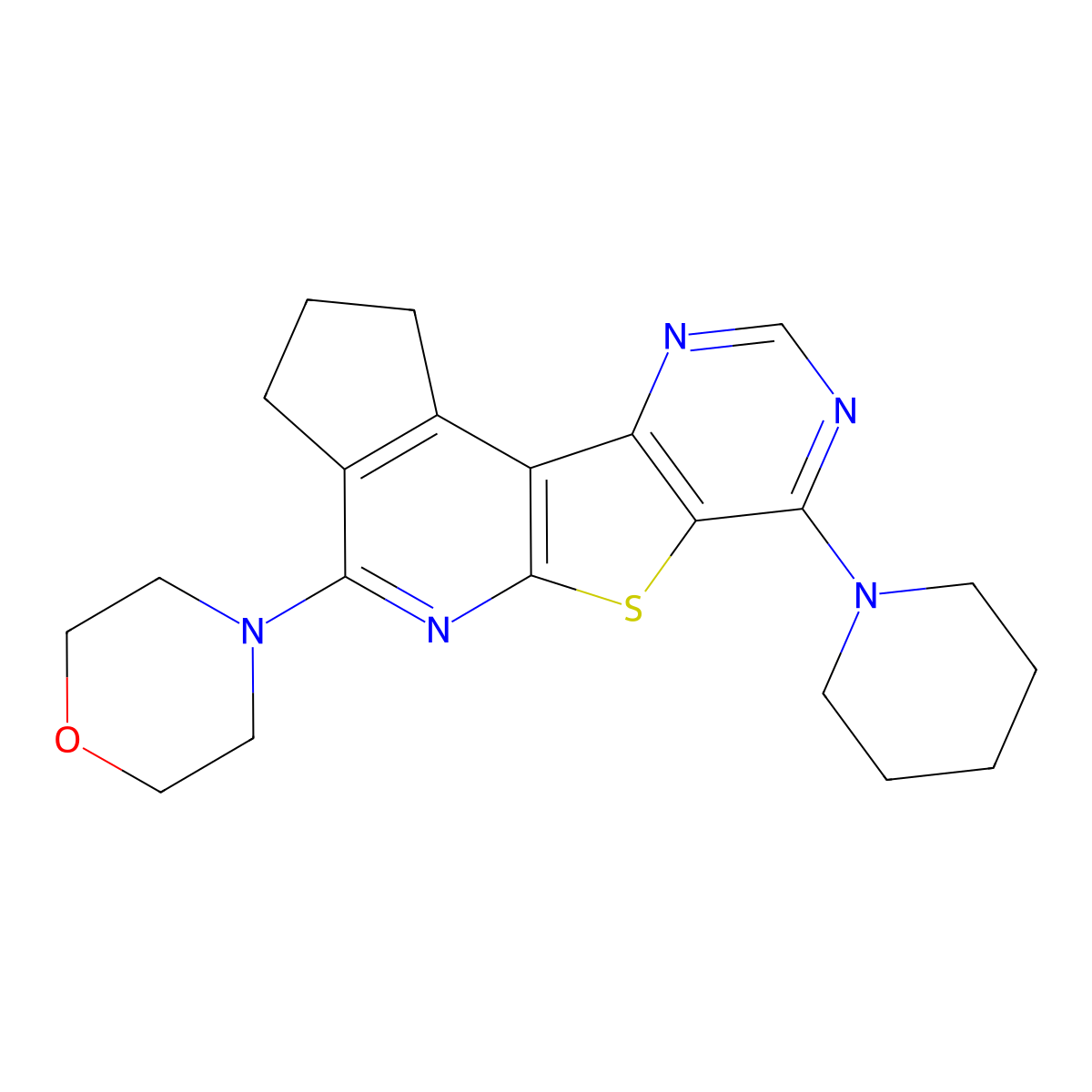 4-(7-(piperidin-1-yl)-2,3-dihydro-1H-cyclopenta[4',5']pyrido[3',2':4,5]thieno[3,2-d]pyrimidin-4-yl)morpholine molecular structure, CAS 371142-84-6