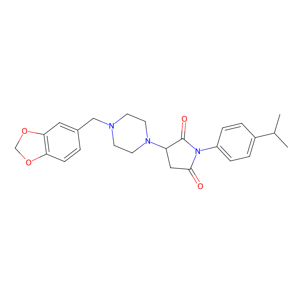 3-[4-(1,3-Benzodioxol-5-ylmethyl)piperazin-1-yl]-1-[4-(propan-2-yl)phenyl]pyrrolidine-2,5-dione molecular structure, CAS 371143-44-1