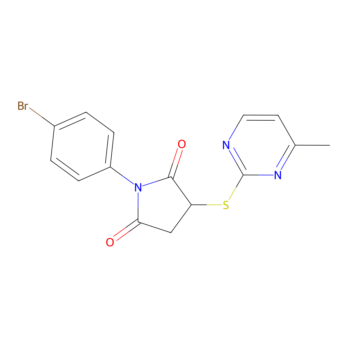 1-(4-Bromo-phenyl)-3-(4-methyl-pyrimidin-2-ylsulfanyl)-pyrrolidine-2,5-dione molecular structure, CAS 371143-58-7