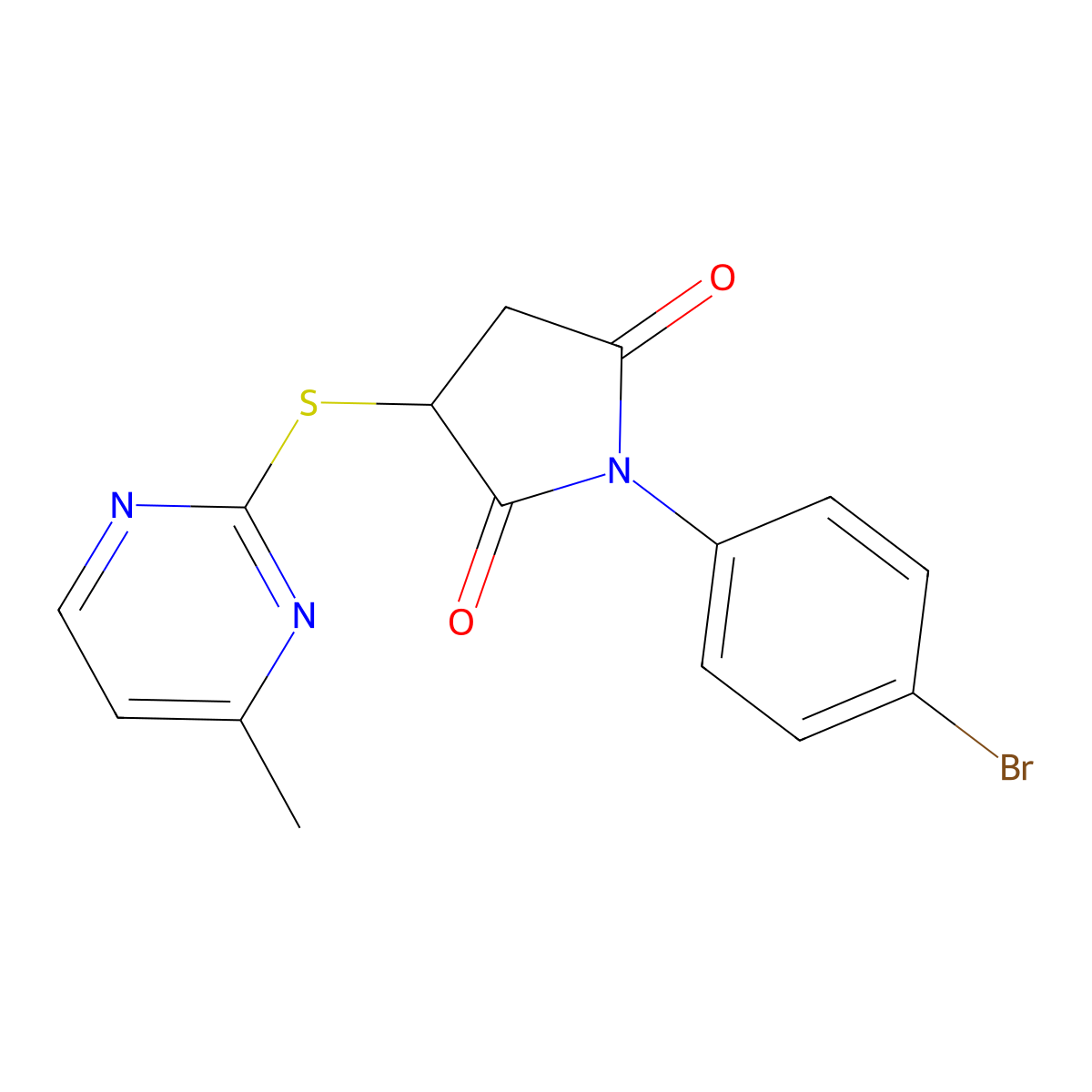 1-(4-Bromo-phenyl)-3-(4-methyl-pyrimidin-2-ylsulfanyl)-pyrrolidine-2,5-dione molecular structure, CAS 371143-58-7