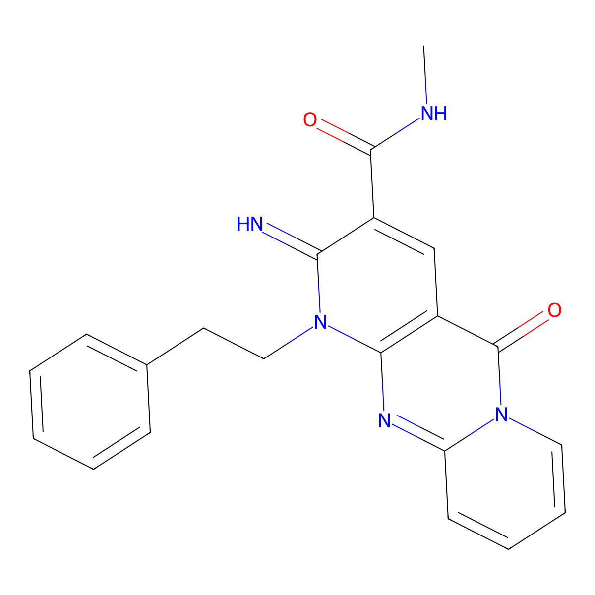 2-imino-N-methyl-5-oxo-1-(2-phenylethyl)-1,5-dihydro-2H-dipyrido[1,2-a:2,3-d]pyrimidine-3-carboxamide molecular structure, CAS 371143-63-4