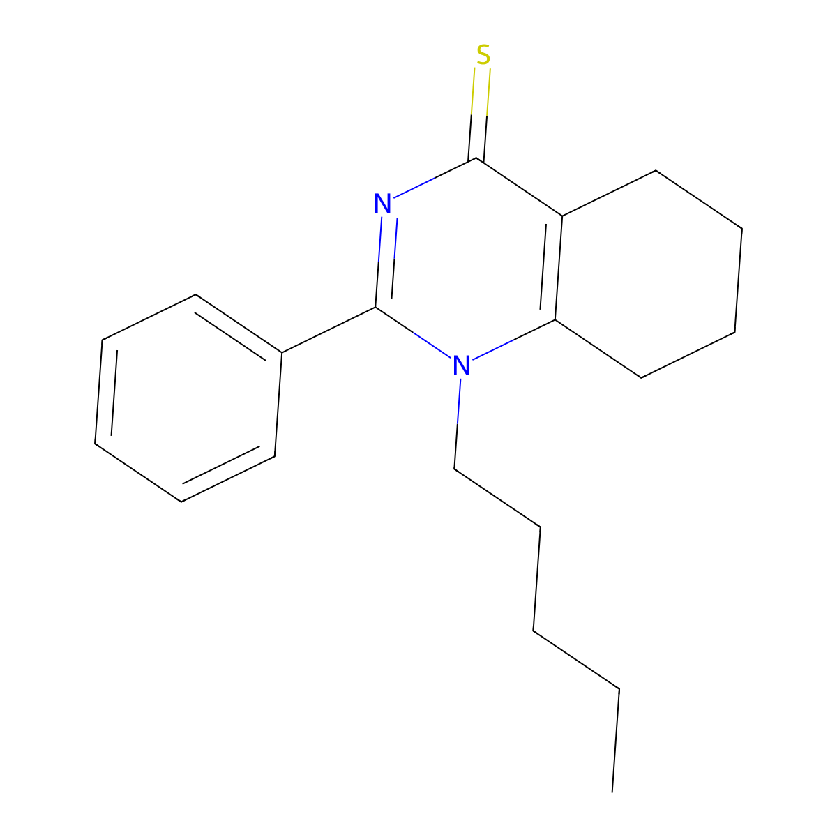 1-pentyl-2-phenyl-5,6,7,8-tetrahydro-4(1H)-quinazolinethione molecular structure, CAS 371143-76-9