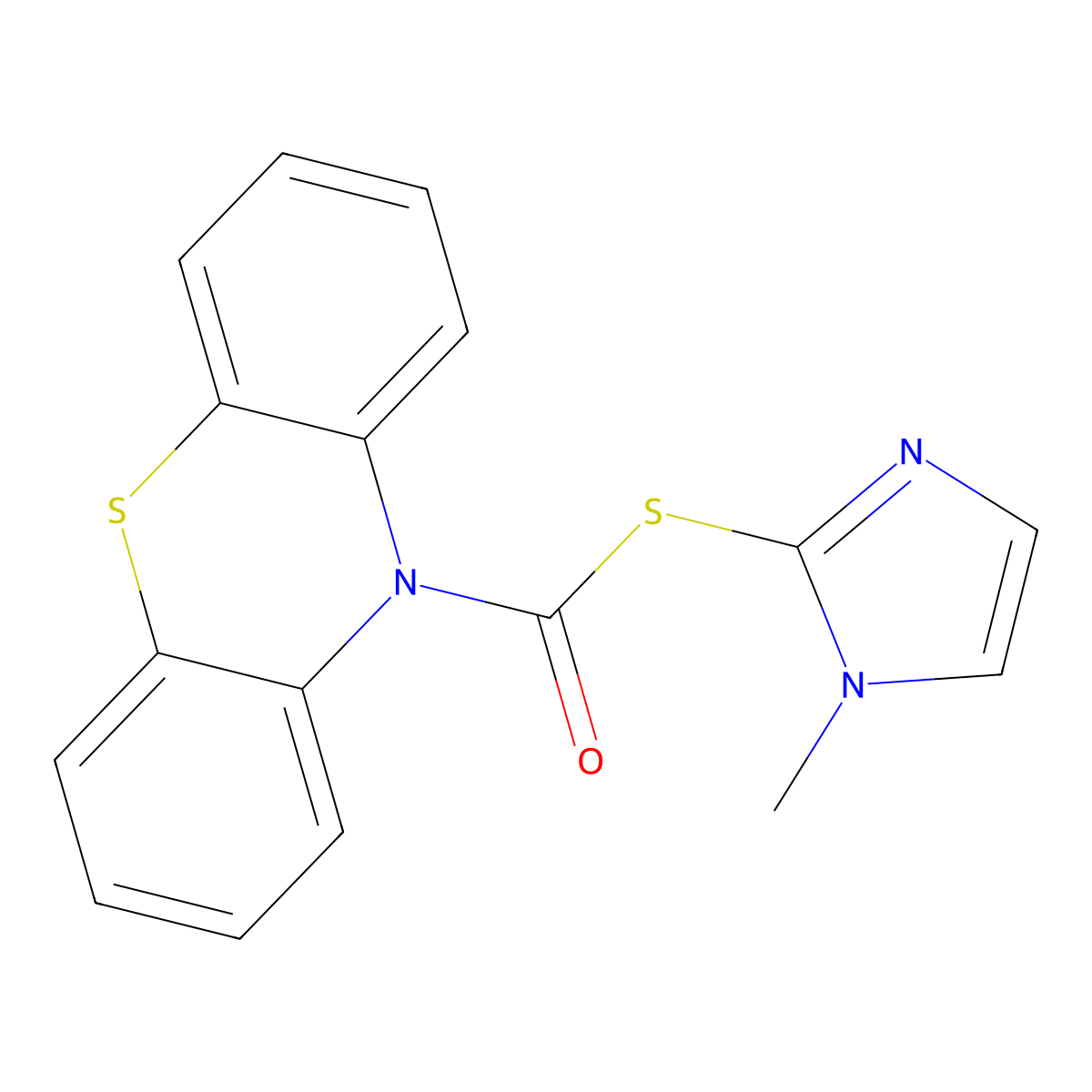 S-(1-methylimidazol-2-yl) phenothiazine-10-carbothioate molecular structure, CAS 371143-88-3