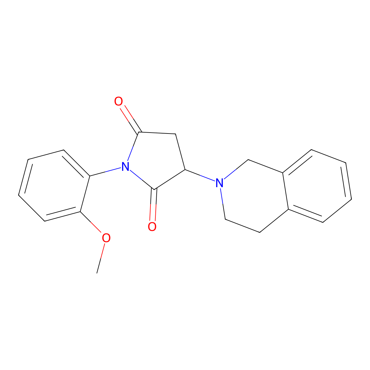 3-(3,4-dihydroisoquinolin-2(1H)-yl)-1-(2-methoxyphenyl)pyrrolidine-2,5-dione molecular structure, CAS 371143-96-3