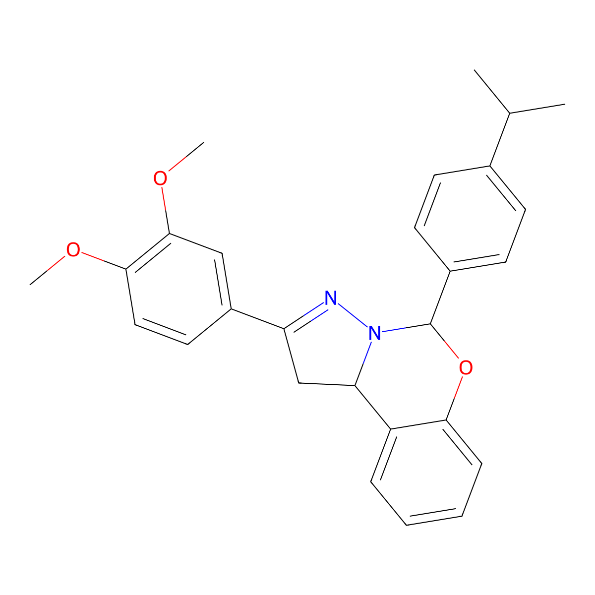 2-(3,4-Dimethoxyphenyl)-5-(4-isopropylphenyl)-1,10b-dihydropyrazolo[1,5-c][1,3]benzoxazine molecular structure, CAS 371144-10-4