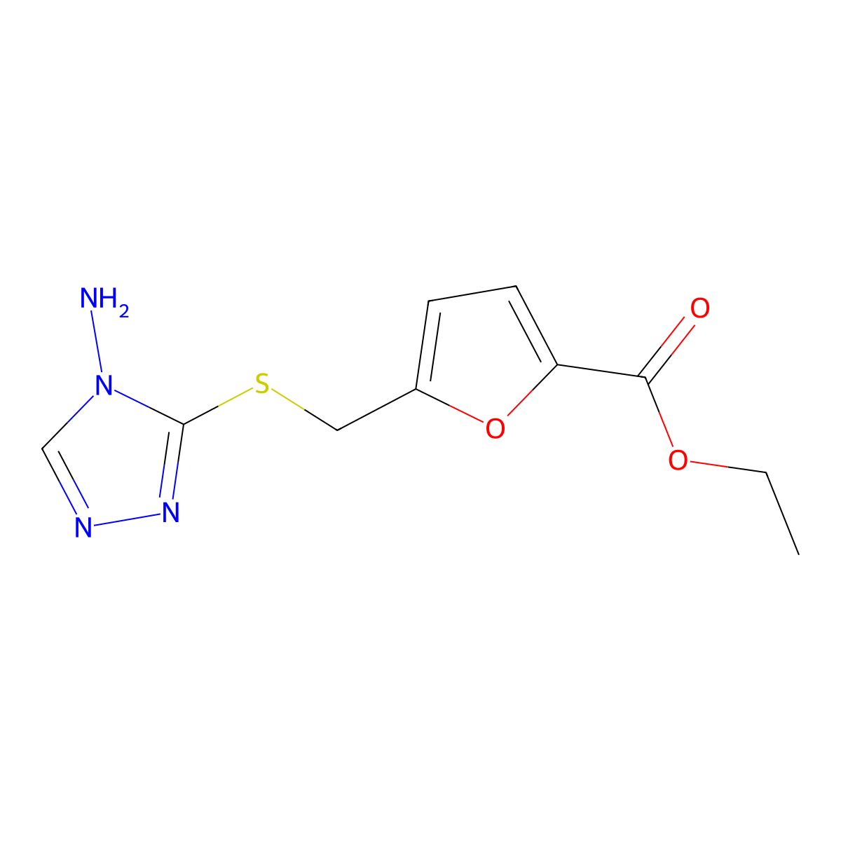 Ethyl 5-[(4-amino-1,2,4-triazol-3-yl)sulfanylmethyl]furan-2-carboxylate molecular structure, CAS 371144-18-2