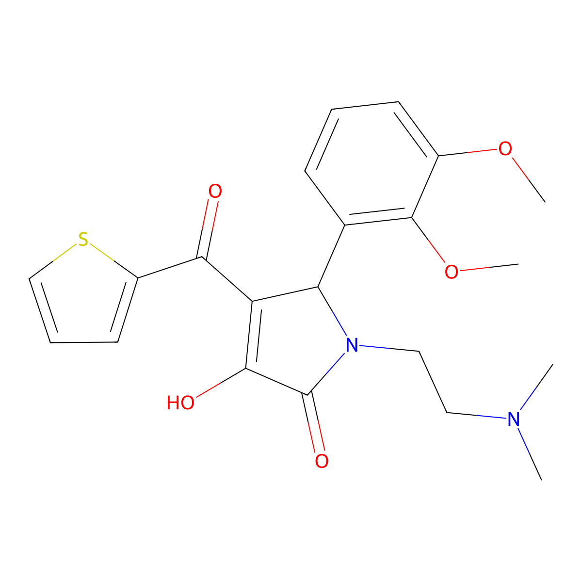 5-(2,3-dimethoxyphenyl)-1-(2-(dimethylamino)ethyl)-3-hydroxy-4-(thiophene-2-carbonyl)-1H-pyrrol-2(5H)-one molecular structure, CAS 371144-40-0