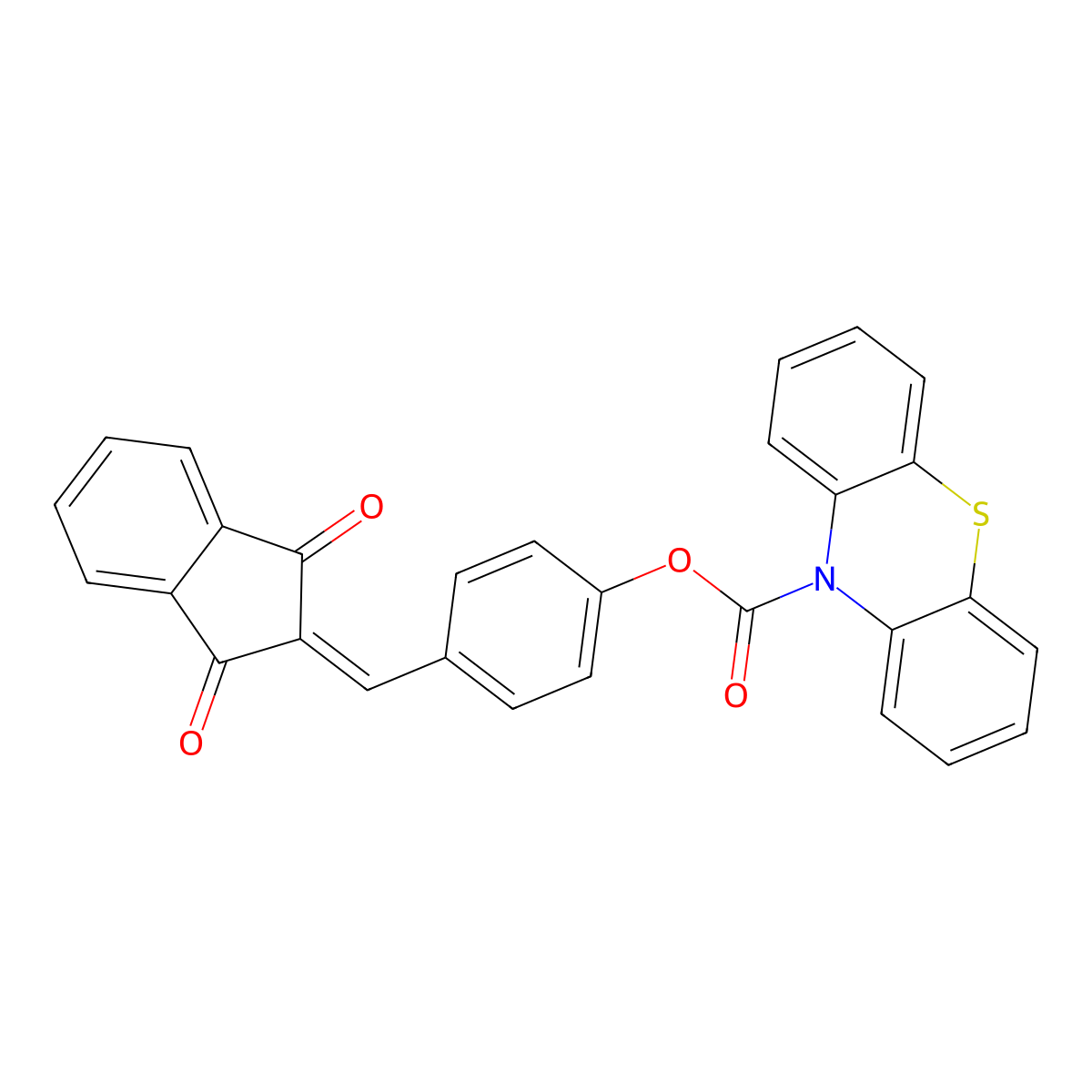 4-[(1,3-dioxo-1,3-dihydro-2H-inden-2-ylidene)methyl]phenyl 10H-phenothiazine-10-carboxylate molecular structure, CAS 371144-62-6