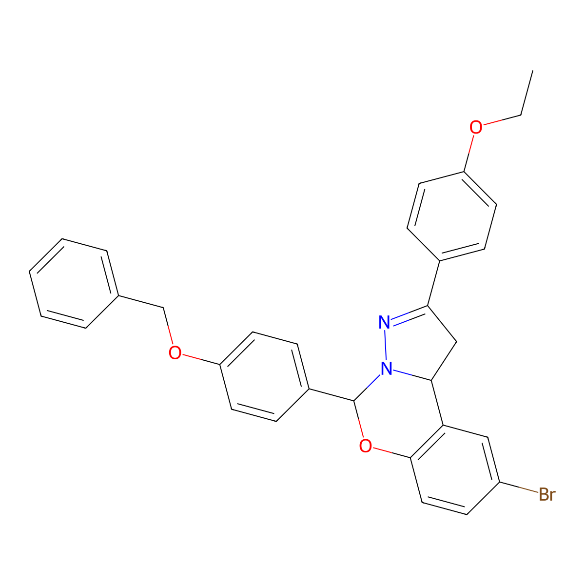5-[4-(Benzyloxy)phenyl]-9-bromo-2-(4-ethoxyphenyl)-1,10b-dihydropyrazolo[1,5-c][1,3]benzoxazine molecular structure, CAS 371144-82-0