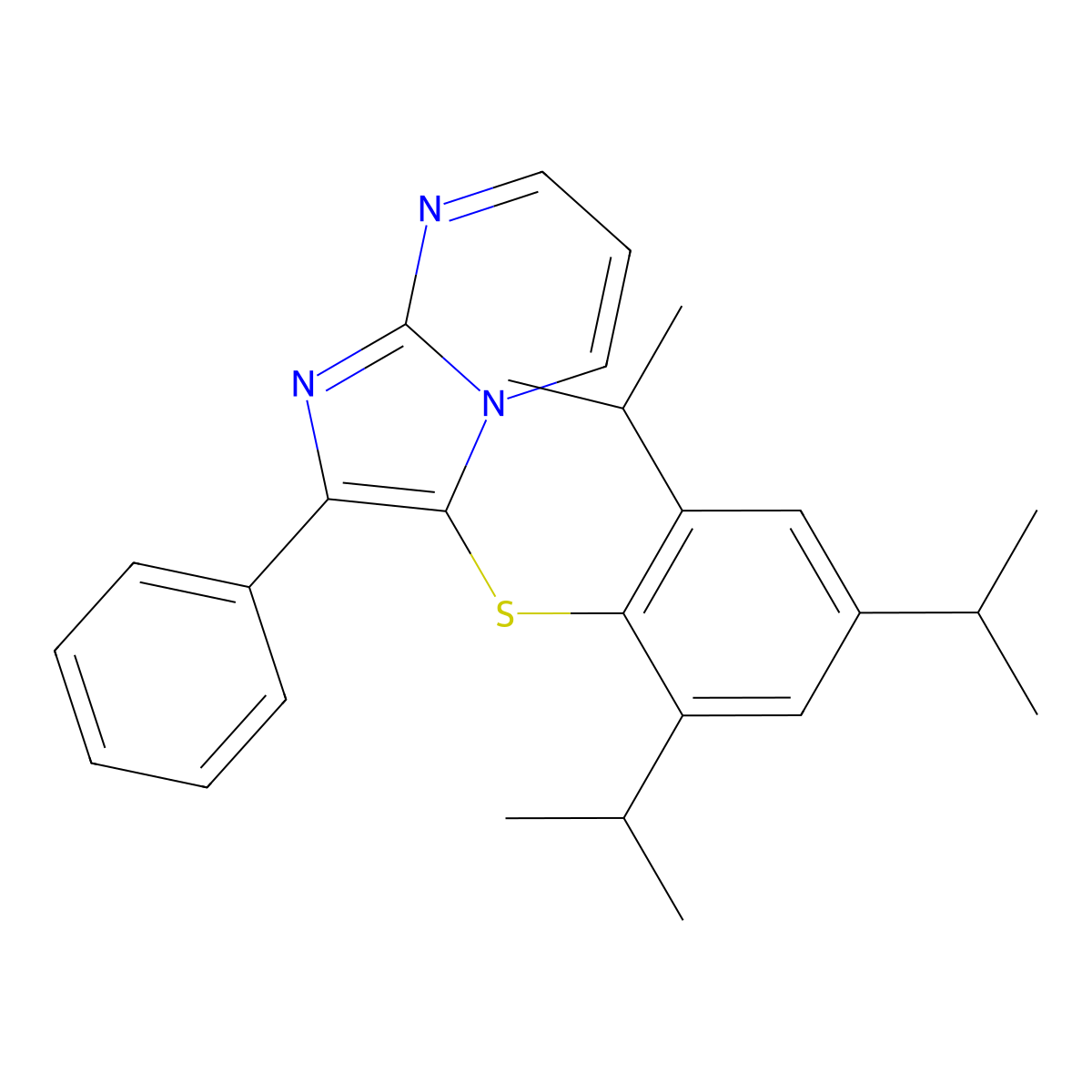 2-Phenyl-3-((2,4,6-triisopropylphenyl)thio)imidazo[1,2-a]pyrimidine molecular structure, CAS 371145-14-1