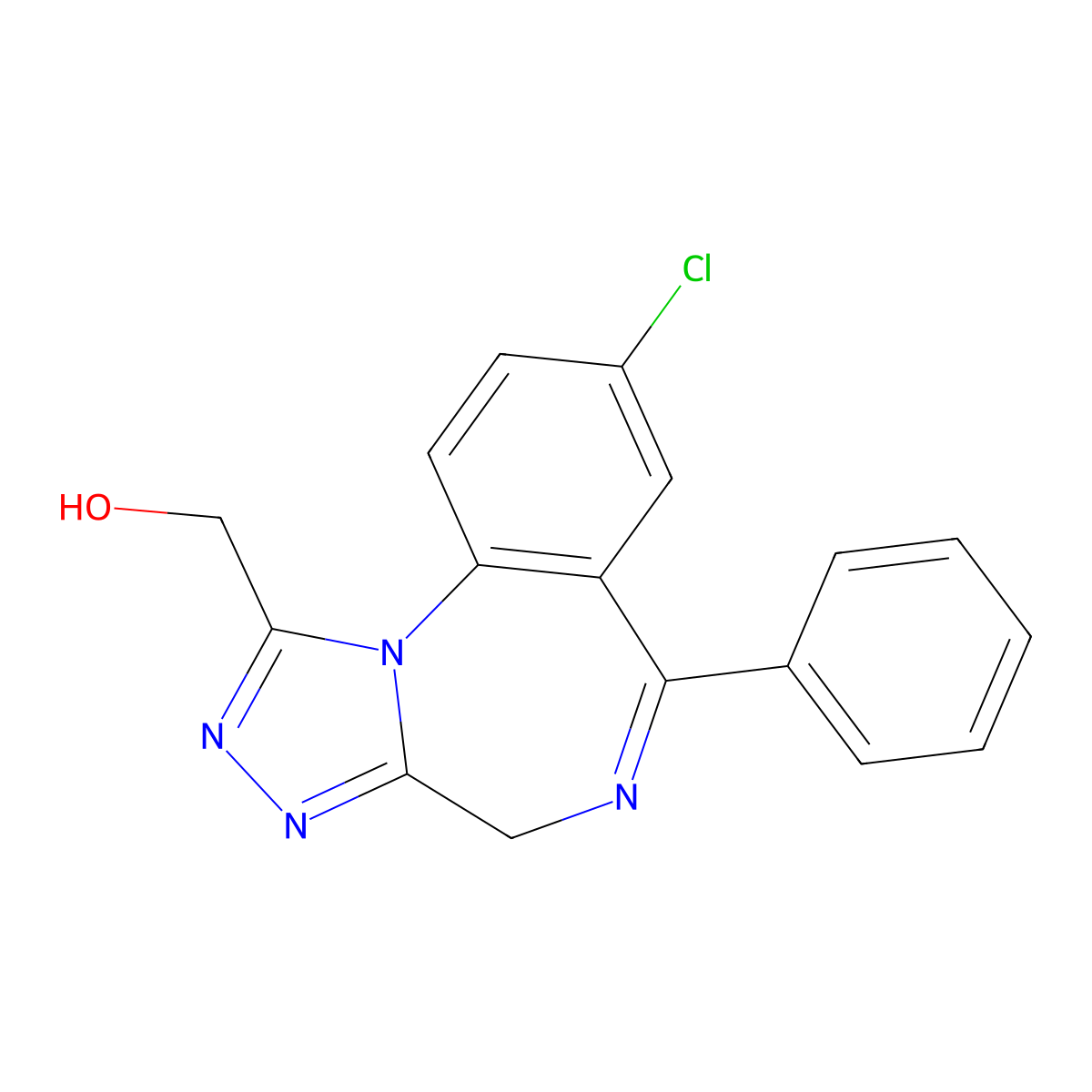 alpha-Hydroxyalprazolam molecular structure, CAS 37115-43-8