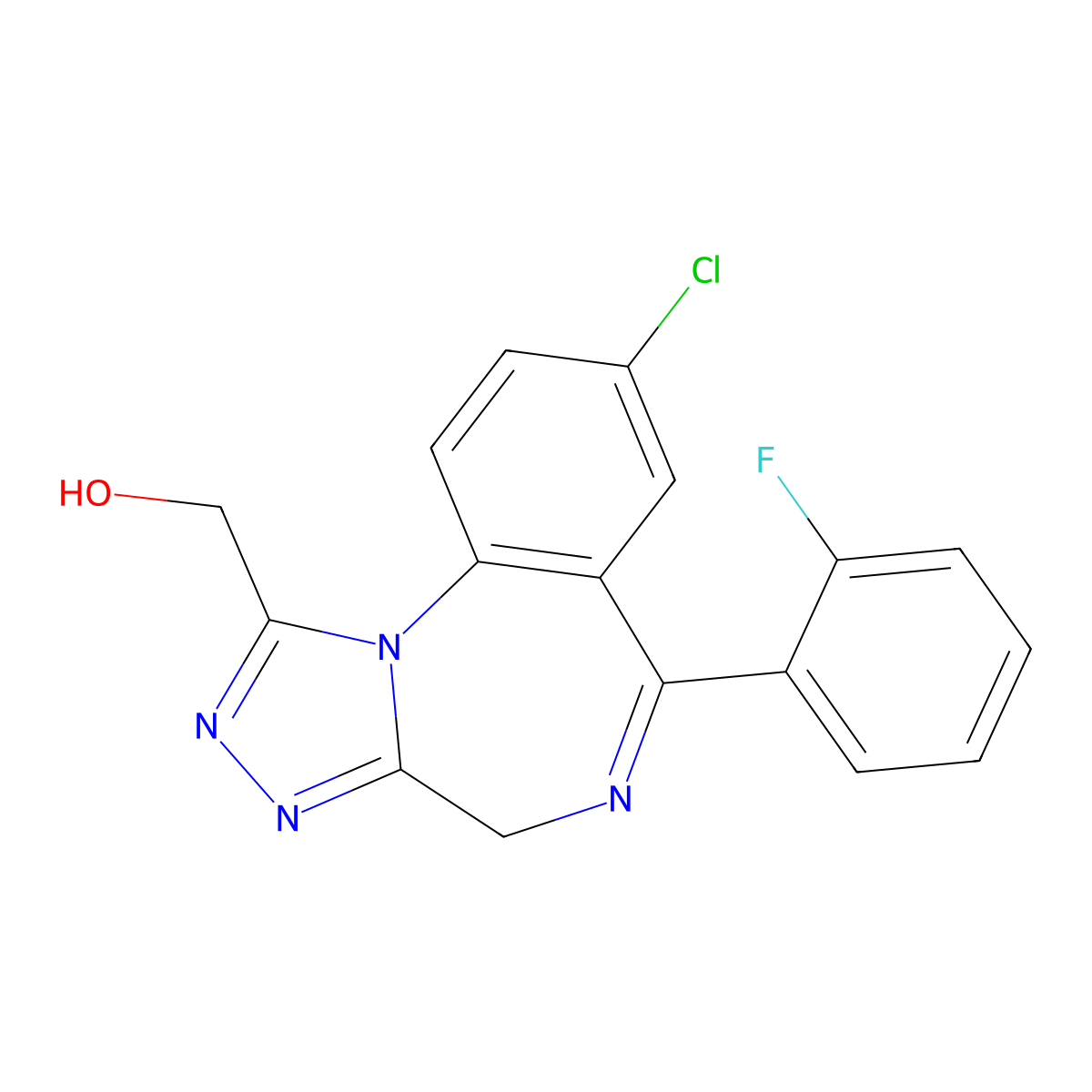 alpha-Hydroxyflualprazolam molecular structure, CAS 37115-46-1