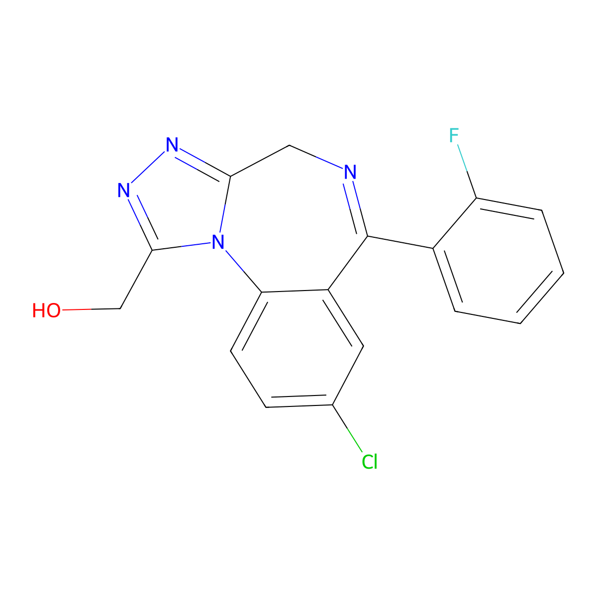 alpha-Hydroxyflualprazolam molecular structure, CAS 37115-46-1