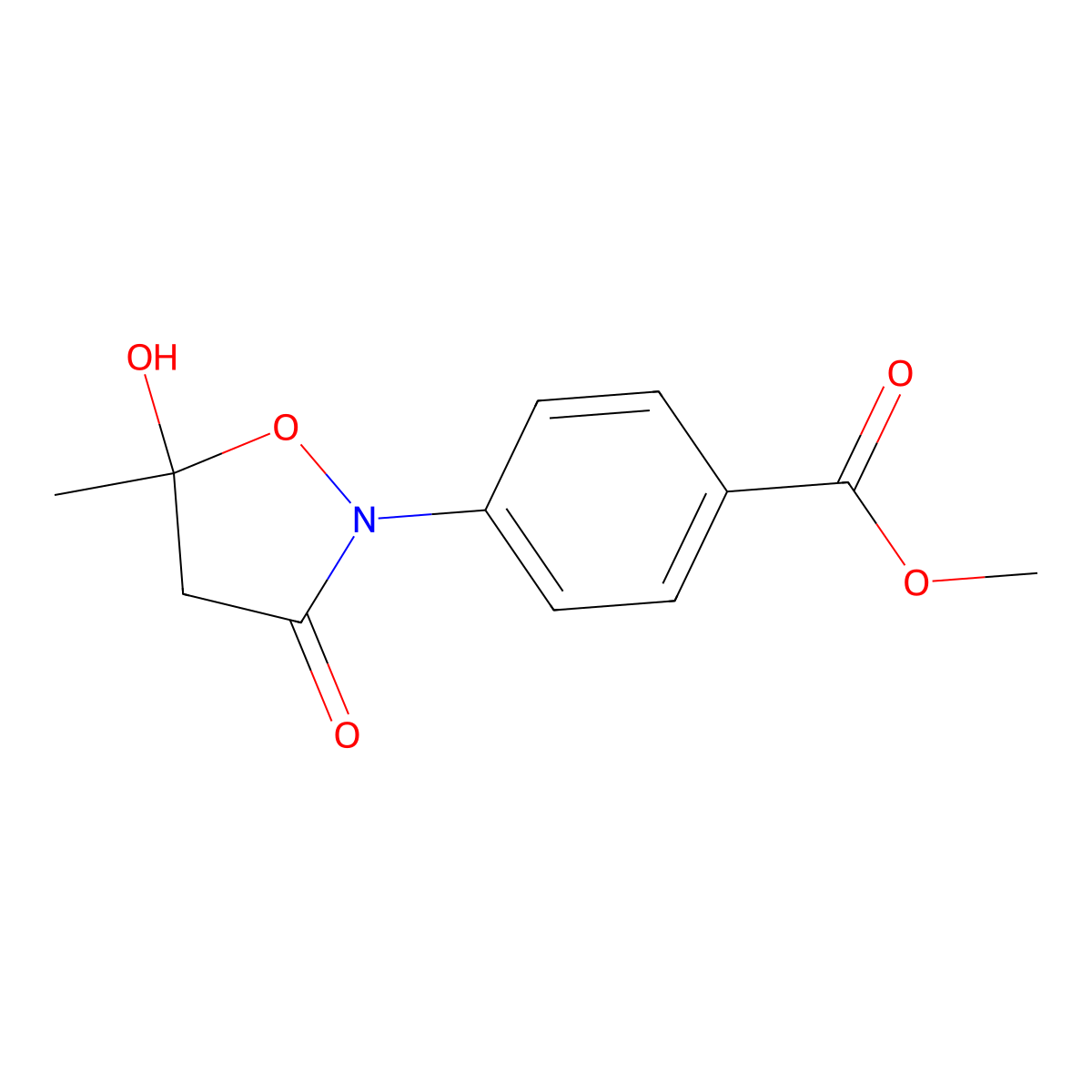 Methyl 4-(5-hydroxy-5-methyl-3-oxoisoxazolidin-2-yl)benzoate molecular structure, CAS 371166-28-8