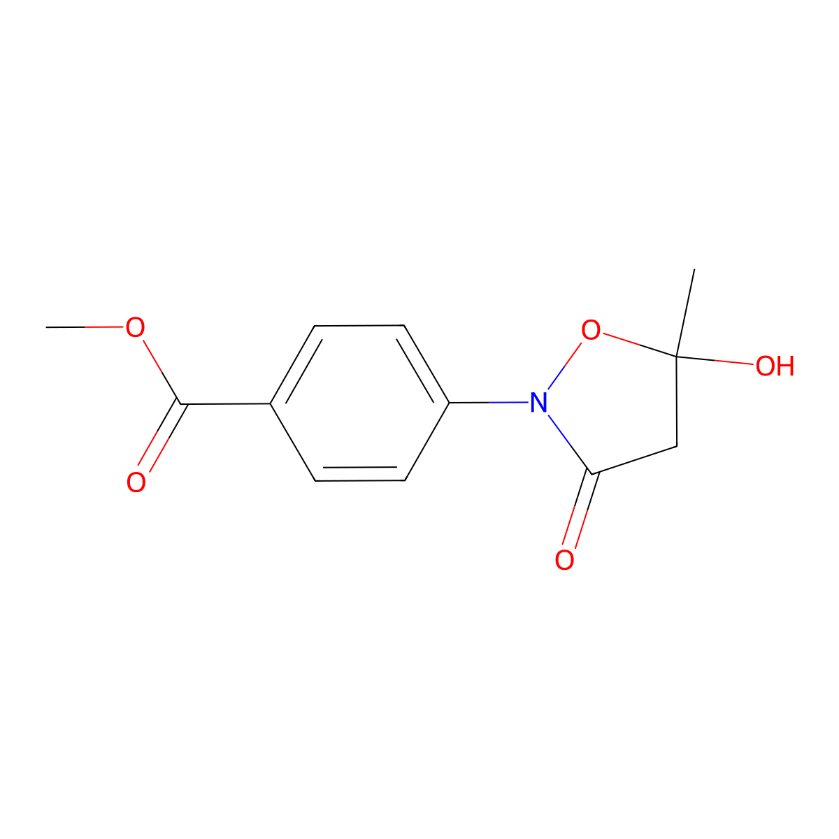 Methyl 4-(5-hydroxy-5-methyl-3-oxoisoxazolidin-2-yl)benzoate molecular structure, CAS 371166-28-8