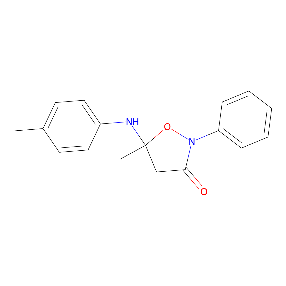 5-Methyl-5-[(4-methylphenyl)amino]-2-phenylisoxazolidin-3-one molecular structure, CAS 371166-48-2