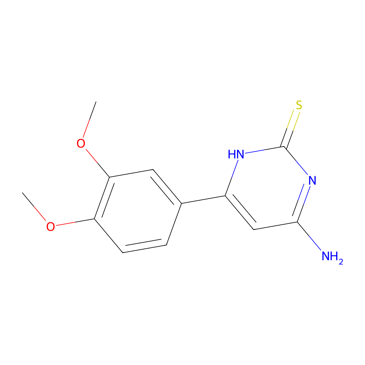 4-amino-6-(3,4-dimethoxyphenyl)pyrimidine-2(1H)-thione molecular structure, CAS 371171-17-4