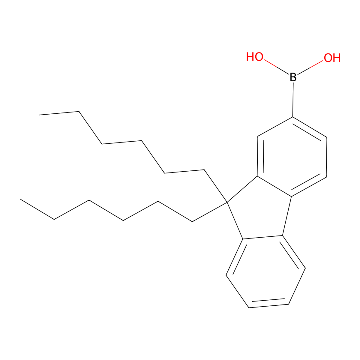 9,9-Dihexylfluorene-2-boronic Acid (contains varying amounts of Anhydride) molecular structure, CAS 371193-08-7