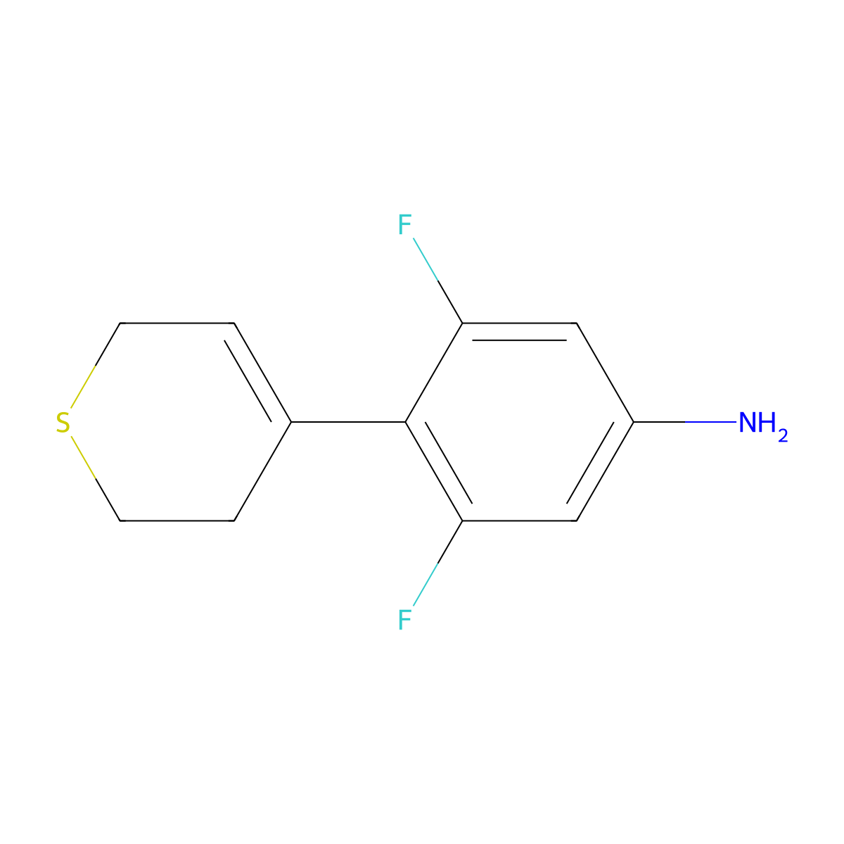 4-(3,6-dihydro-2H-thiopyran-4-yl)-3,5-difluorophenylamine molecular structure, CAS 371195-41-4