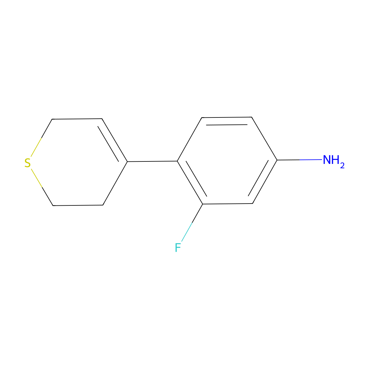 3-Fluoro-4-(3,6-dihydro-2h-thiopyran-4-yl)benzenamine molecular structure, CAS 371195-51-6