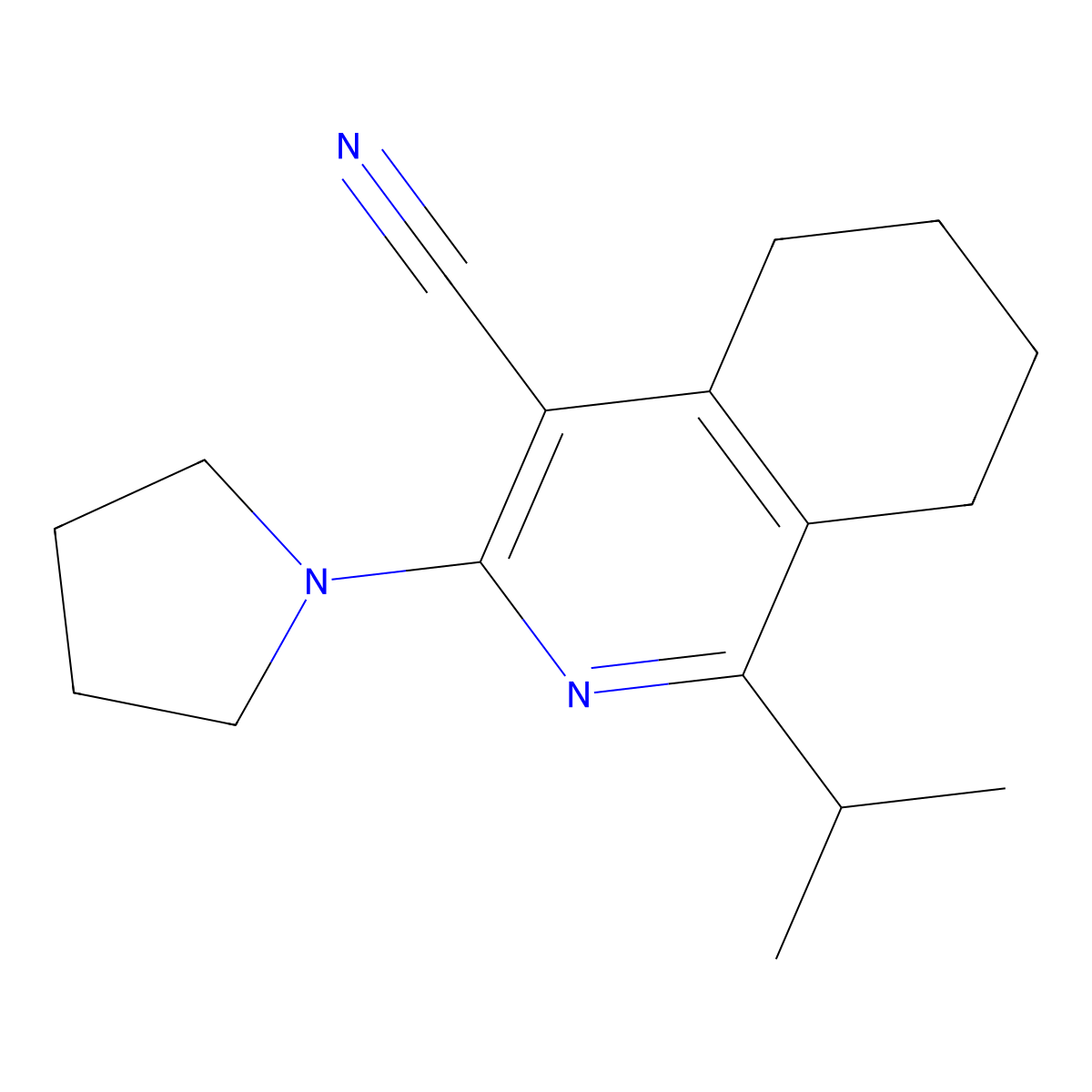 1-Propan-2-yl-3-pyrrolidin-1-yl-5,6,7,8-tetrahydroisoquinoline-4-carbonitrile molecular structure, CAS 371199-00-7
