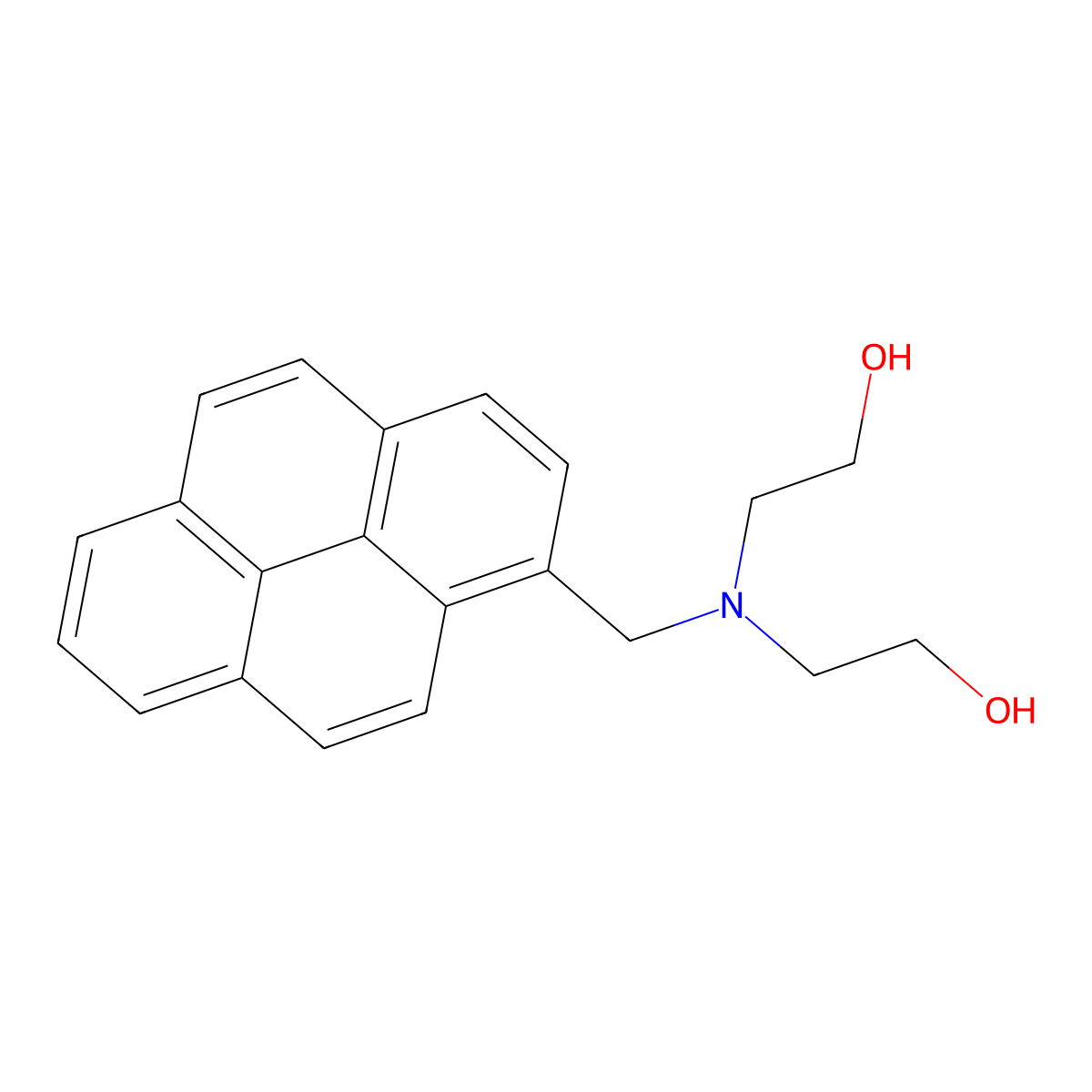 2-[2-Hydroxyethyl(pyren-1-ylmethyl)amino]ethanol molecular structure, CAS 3712-79-6