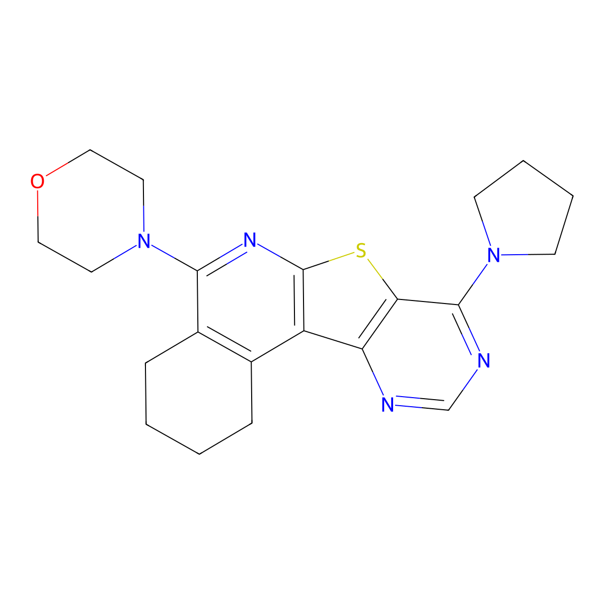 4-(8-(Pyrrolidin-1-yl)-1,2,3,4-tetrahydropyrimido[4',5':4,5]thieno[2,3-c]isoquinolin-5-yl)morpholine molecular structure, CAS 371200-81-6