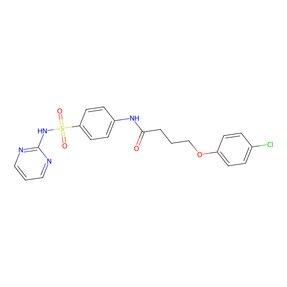 4-(4-chlorophenoxy)-N-[4-(pyrimidin-2-ylsulfamoyl)phenyl]butanamide molecular structure, CAS 371201-10-4