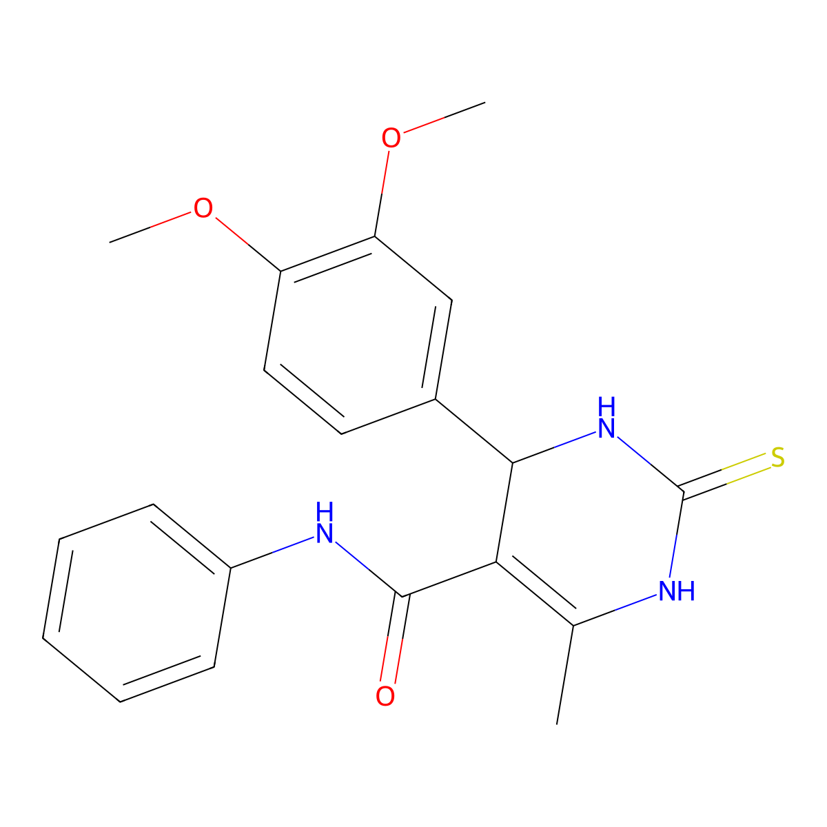 4-(3,4-dimethoxyphenyl)-6-methyl-N-phenyl-2-thioxo-1,2,3,4-tetrahydropyrimidine-5-carboxamide molecular structure, CAS 371201-44-4