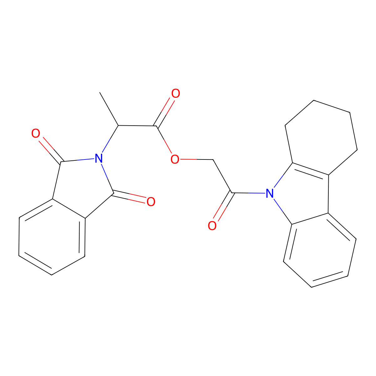 2-oxo-2-(1,2,3,4-tetrahydro-9H-carbazol-9-yl)ethyl 2-(1,3-dioxo-1,3-dihydro-2H-isoindol-2-yl)propanoate molecular structure, CAS 371201-65-9