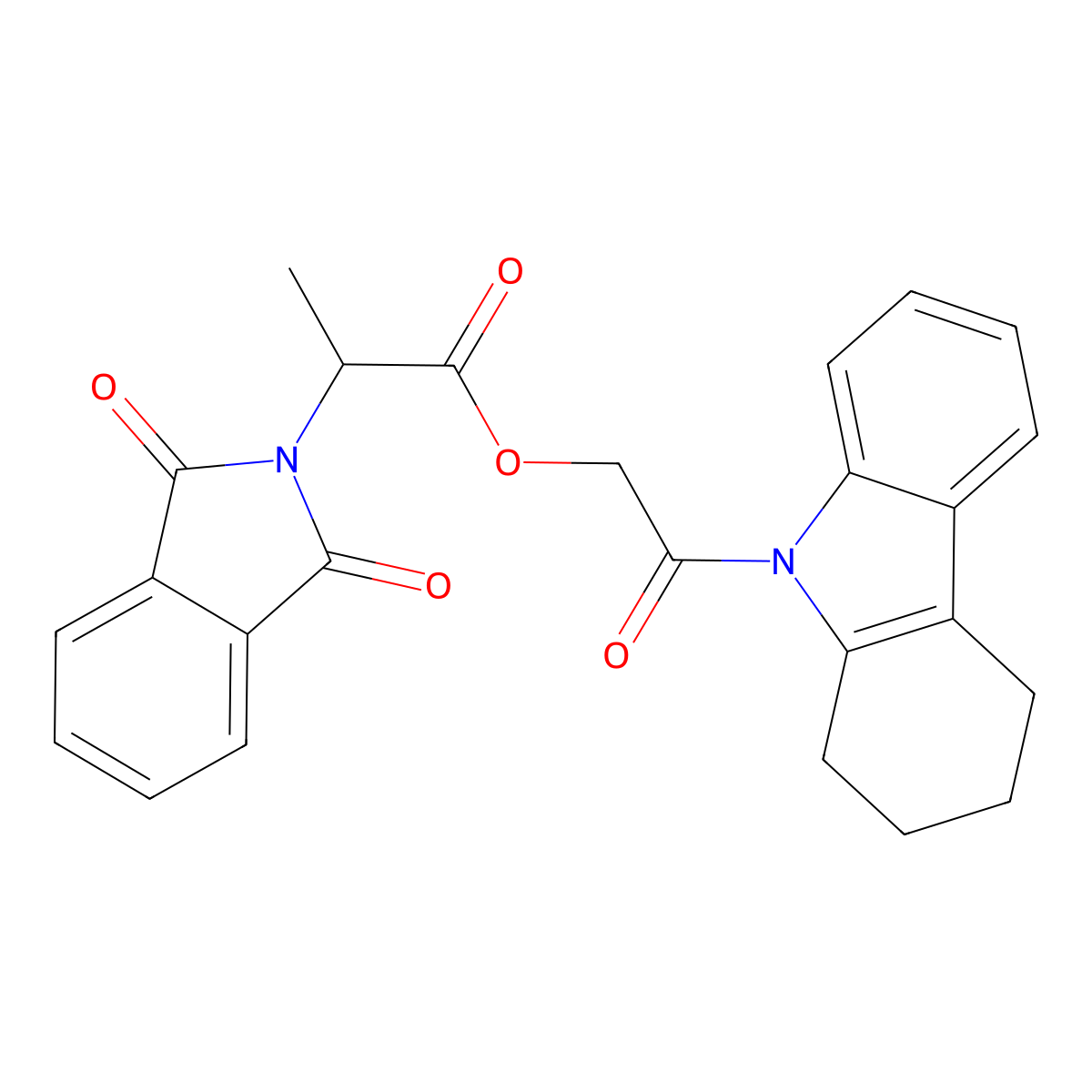 2-oxo-2-(1,2,3,4-tetrahydro-9H-carbazol-9-yl)ethyl 2-(1,3-dioxo-1,3-dihydro-2H-isoindol-2-yl)propanoate molecular structure, CAS 371201-65-9