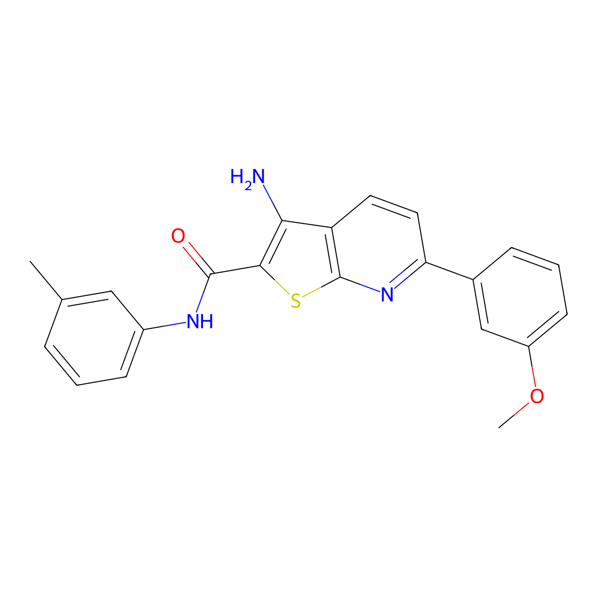3-amino-6-(3-methoxyphenyl)-N-(3-methylphenyl)thieno[2,3-b]pyridine-2-carboxamide molecular structure, CAS 371201-68-2