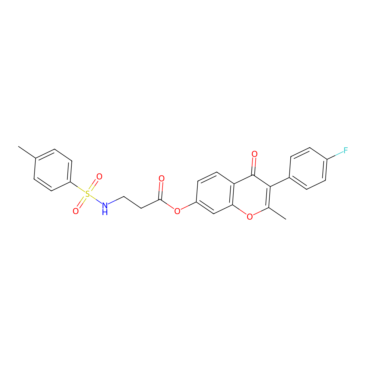3-(4-fluorophenyl)-2-methyl-4-oxo-4H-chromen-7-yl N-[(4-methylphenyl)sulfonyl]-beta-alaninate molecular structure, CAS 371201-69-3