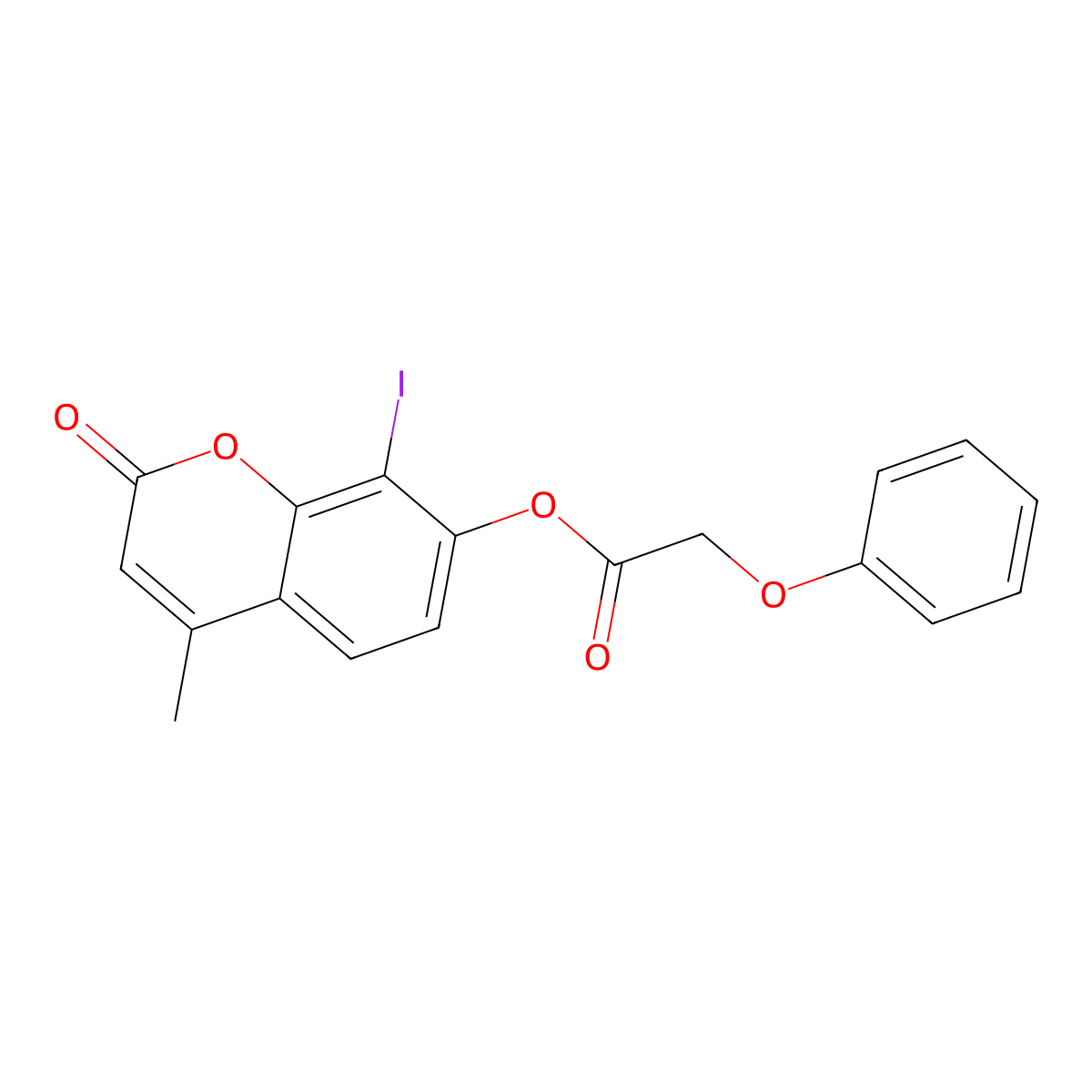 (8-Iodo-4-methyl-2-oxochromen-7-yl) 2-phenoxyacetate molecular structure, CAS 371201-76-2