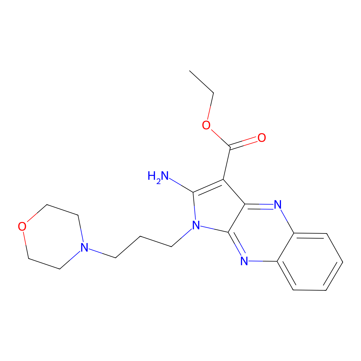 ethyl 2-amino-1-[3-(morpholin-4-yl)propyl]-1H-pyrrolo[2,3-b]quinoxaline-3-carboxylate molecular structure, CAS 371202-17-4