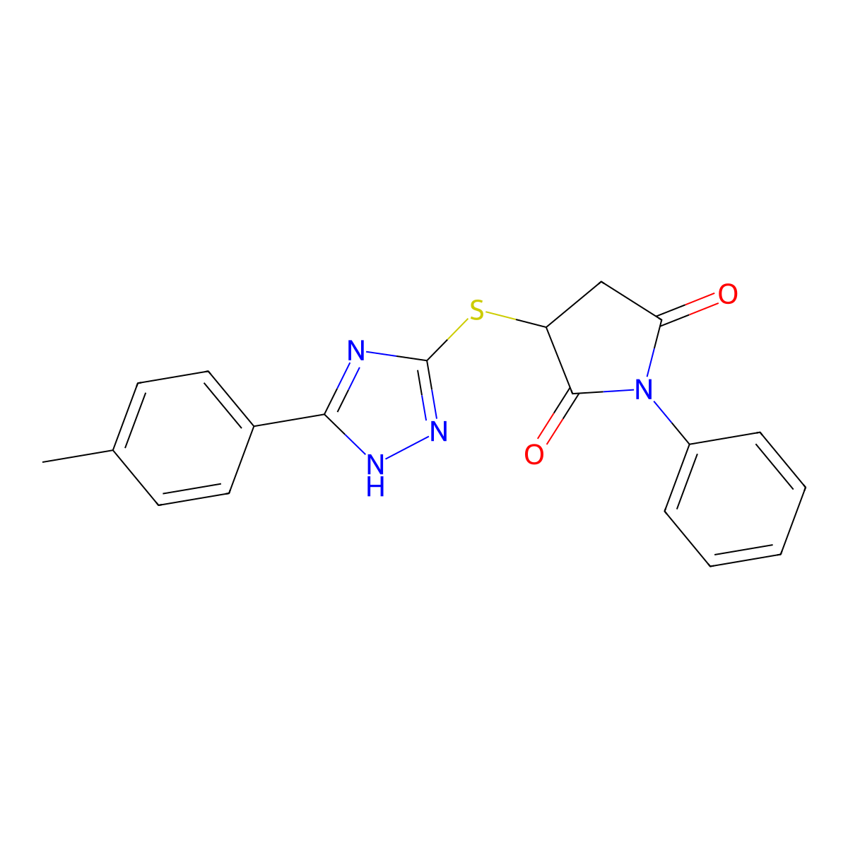 3-{[5-(4-methylphenyl)-4H-1,2,4-triazol-3-yl]sulfanyl}-1-phenylpyrrolidine-2,5-dione molecular structure, CAS 371202-46-9