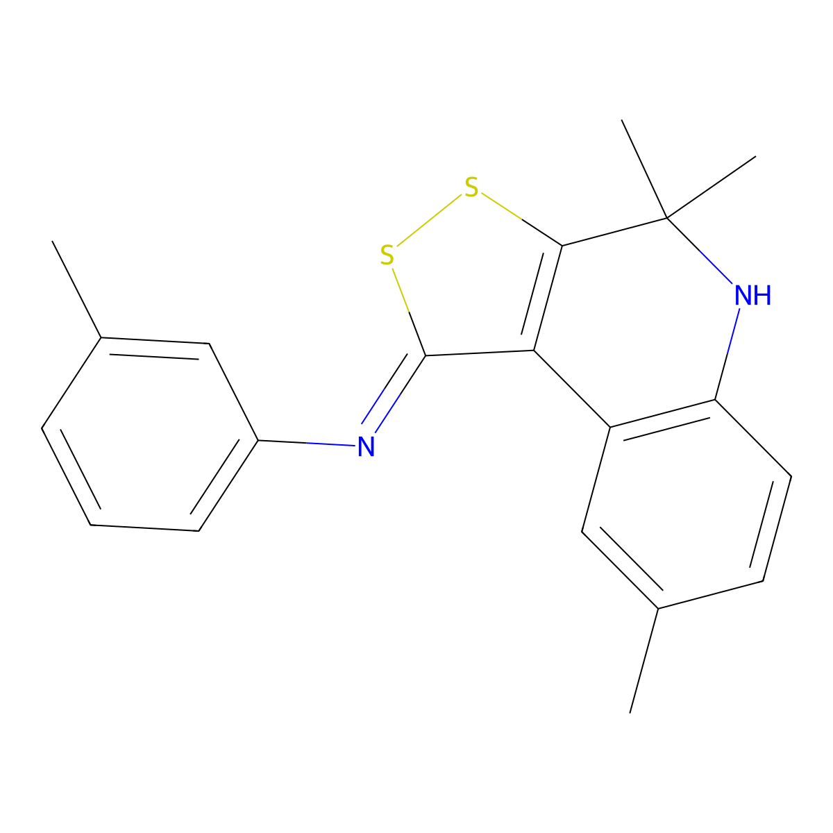 3-methyl-N-[(1Z)-4,4,8-trimethyl-4,5-dihydro-1H-[1,2]dithiolo[3,4-c]quinolin-1-ylidene]aniline molecular structure, CAS 371202-93-6