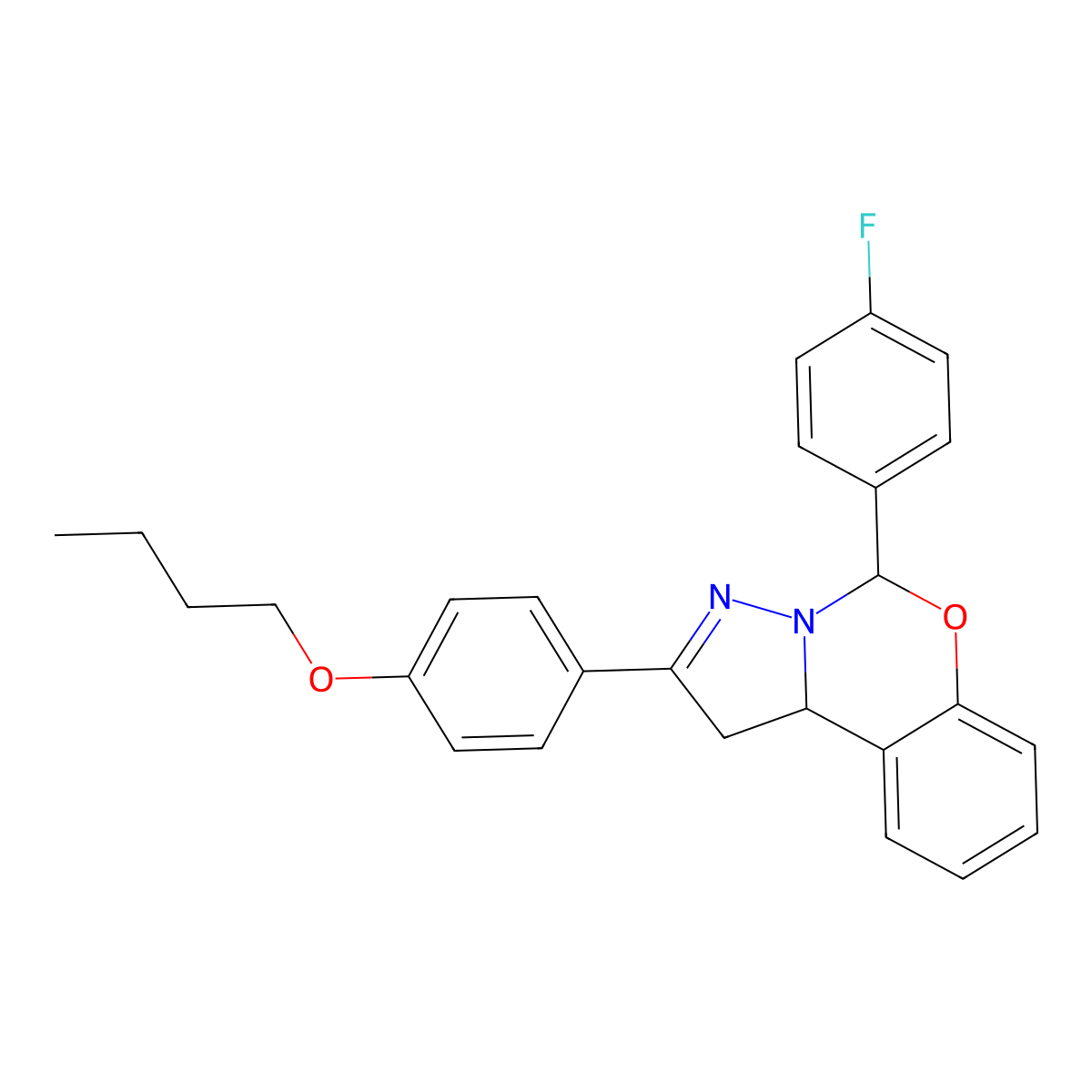 2-(4-Butoxyphenyl)-5-(4-fluorophenyl)-1,10b-dihydropyrazolo[1,5-c][1,3]benzoxazine molecular structure, CAS 371203-01-9