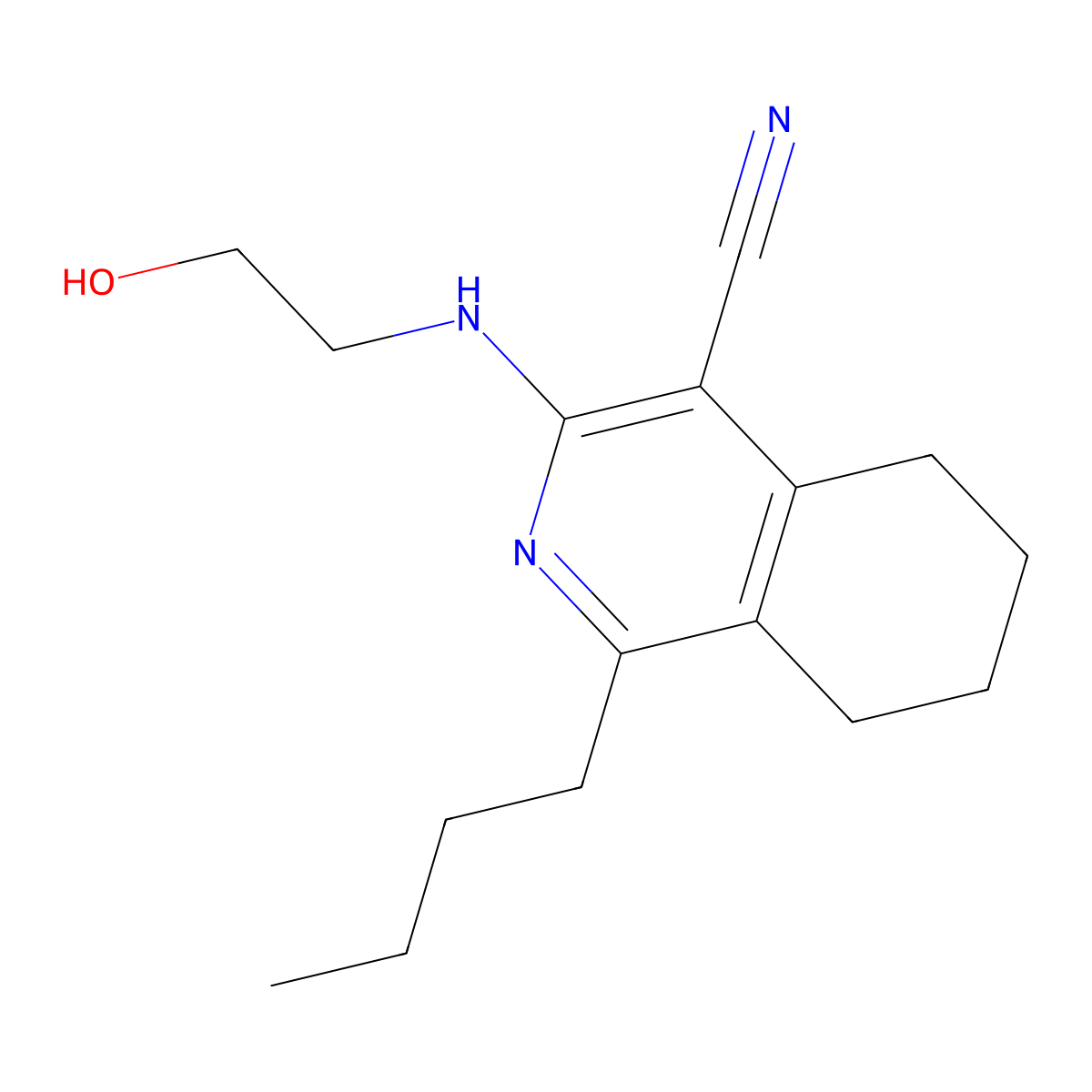 1-Butyl-3-(2-hydroxyethylamino)-5,6,7,8-tetrahydroisoquinoline-4-carbonitrile molecular structure, CAS 371203-04-2