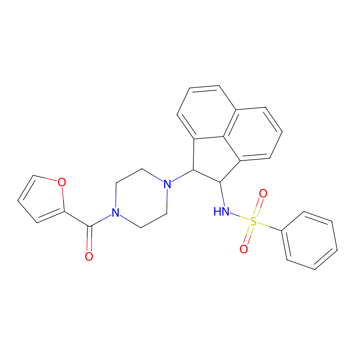 N-[2-[4-(furan-2-carbonyl)piperazin-1-yl]-1,2-dihydroacenaphthylen-1-yl]benzenesulfonamide molecular structure, CAS 371203-10-0