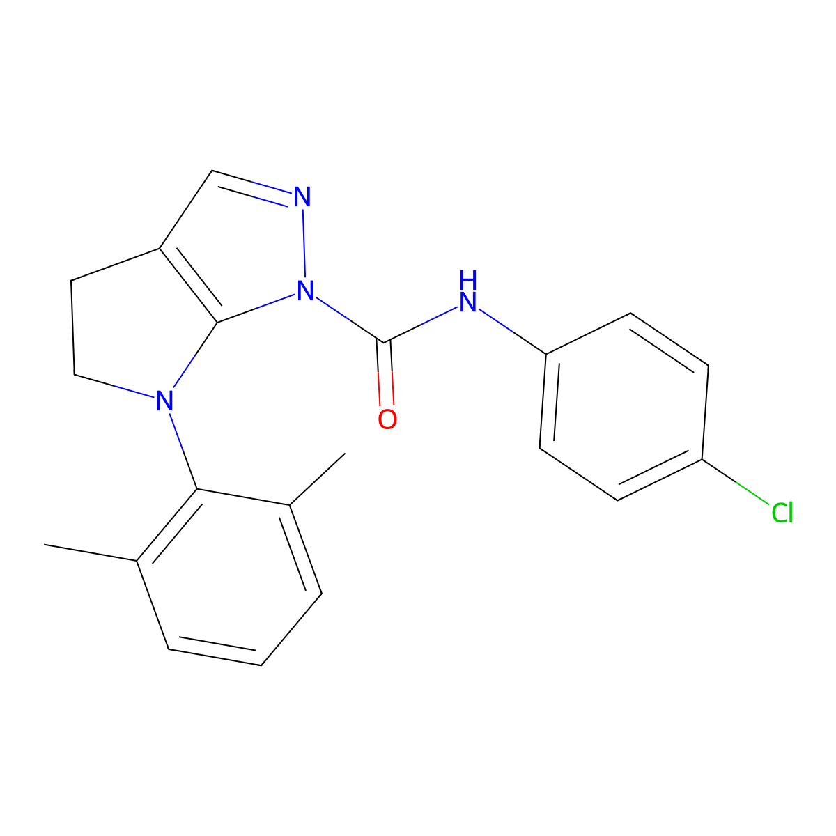 N-(4-Chlorophenyl)-6-(2,6-dimethylphenyl)-5,6-dihydropyrrolo[2,3-c]pyrazole-1(4H)-carboxamide molecular structure, CAS 371203-17-7