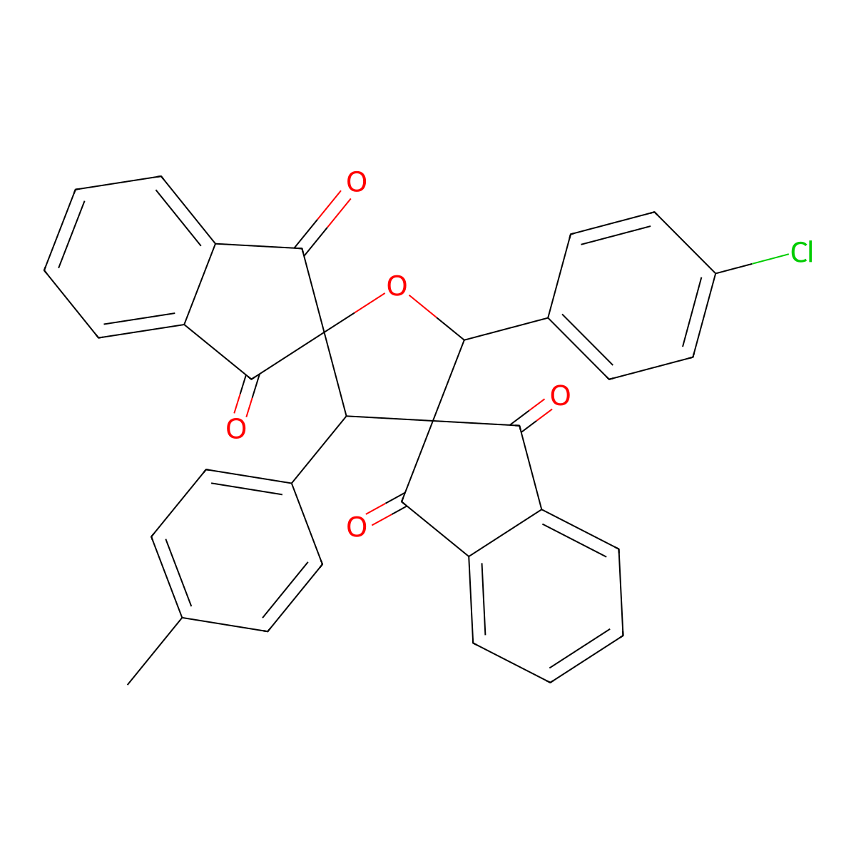 5'-(4-Chlorophenyl)-3'-(4-methylphenyl)dispiro[indene-2,2'-furan-4',2''-indene]-1,1'',3,3''-tetrone molecular structure, CAS 371203-47-3